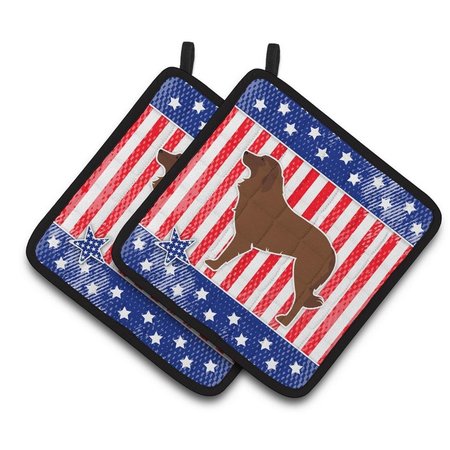 CAROLINES TREASURES USA Patriotic Portuguese Sheepdog Dog Pair of Pot Holders BB3331PTHD